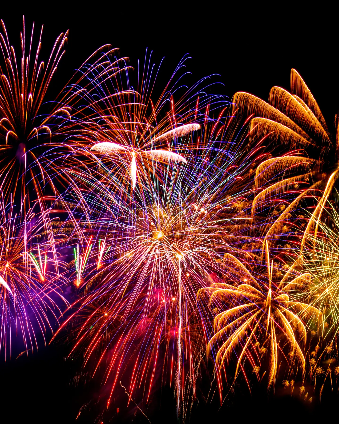 beautiful colorful firework display set for celebration happy new year and merry christmas and fireworks on black background