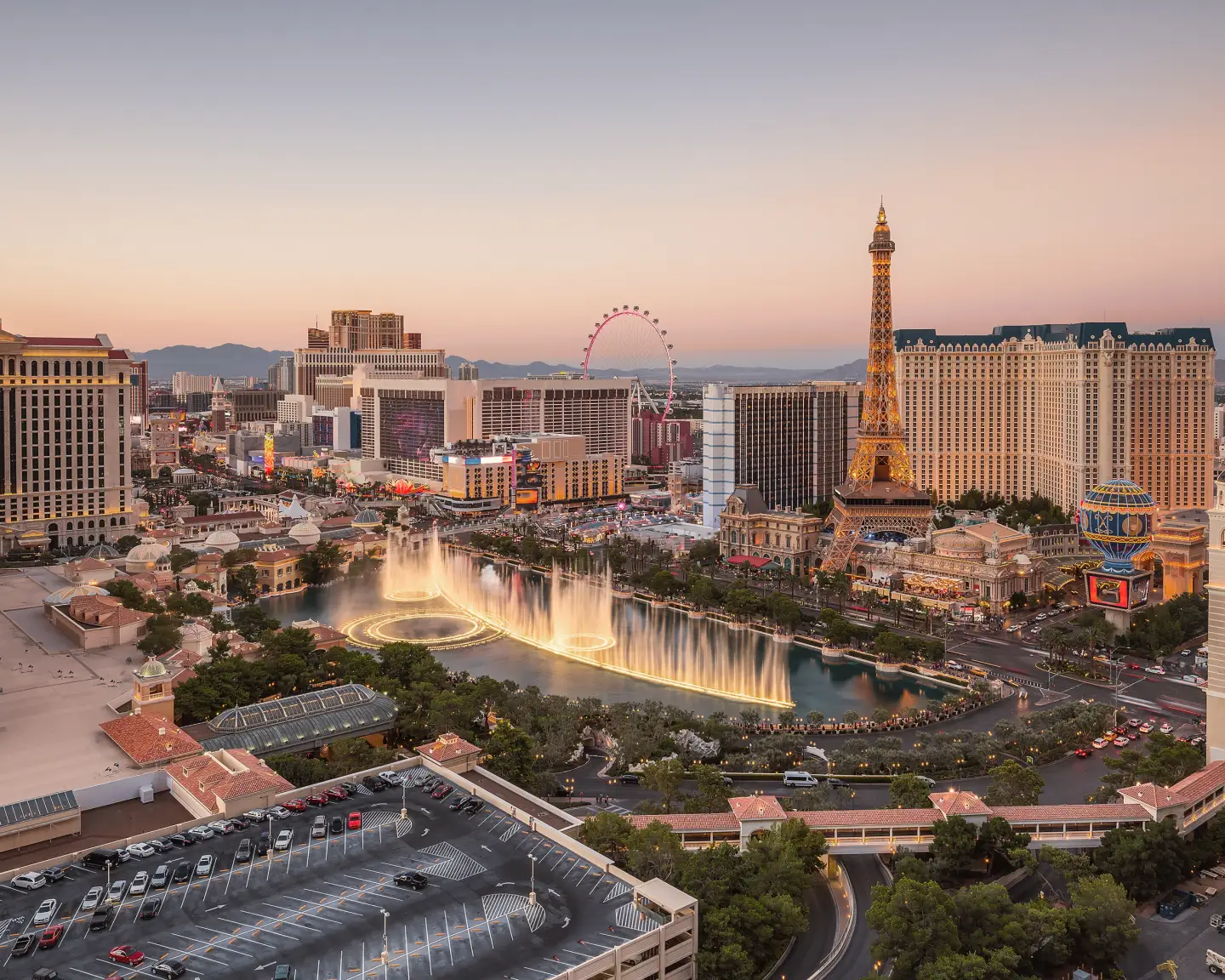 Aerial view of Las Vegas strip in Nevada as seen at night  USA