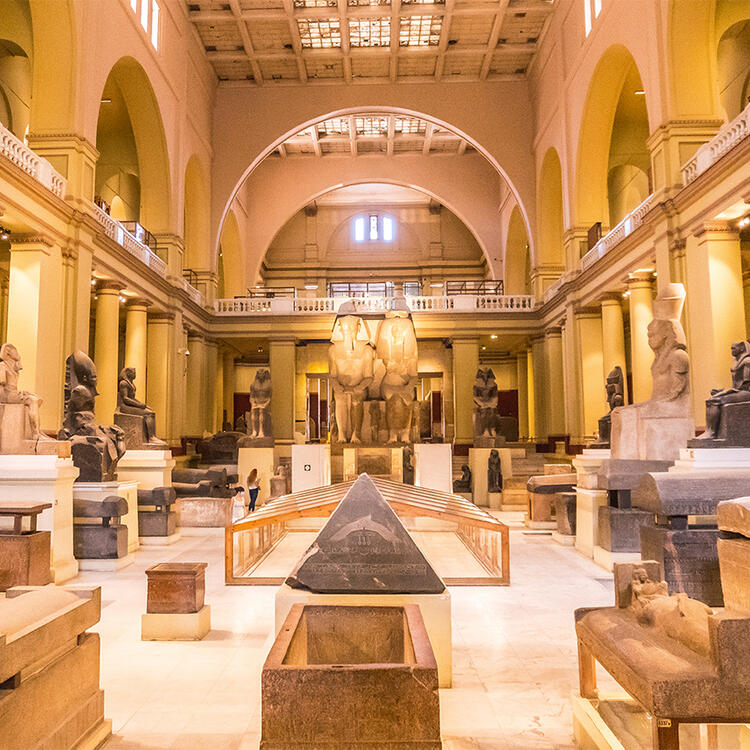 Sculptures and artefacts in the Egyptian Museum