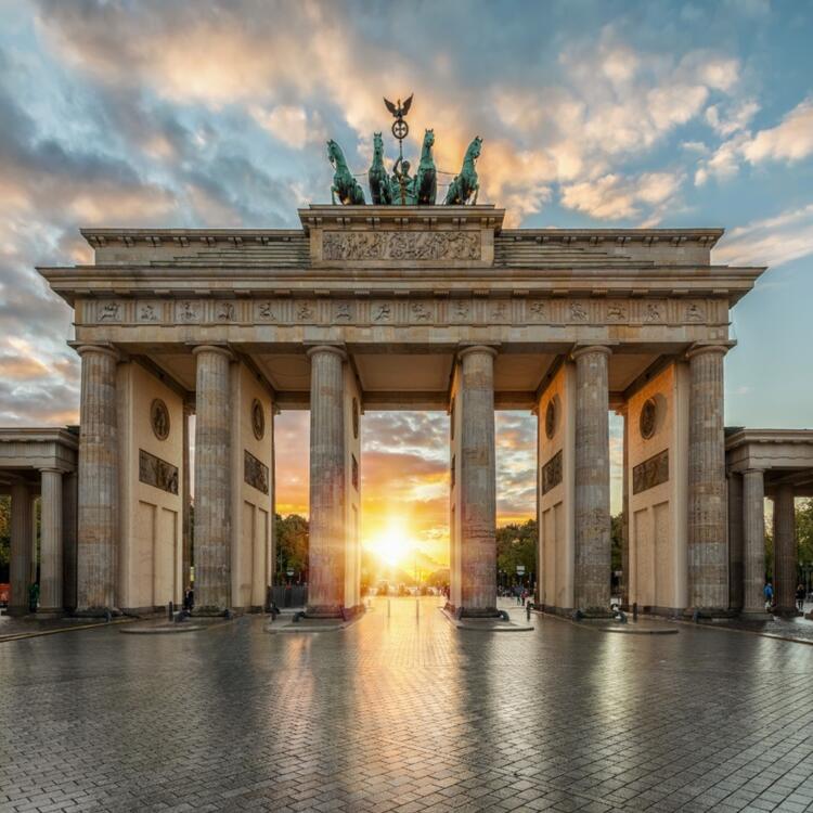 Brandenburg Gate in Berlin at sunset