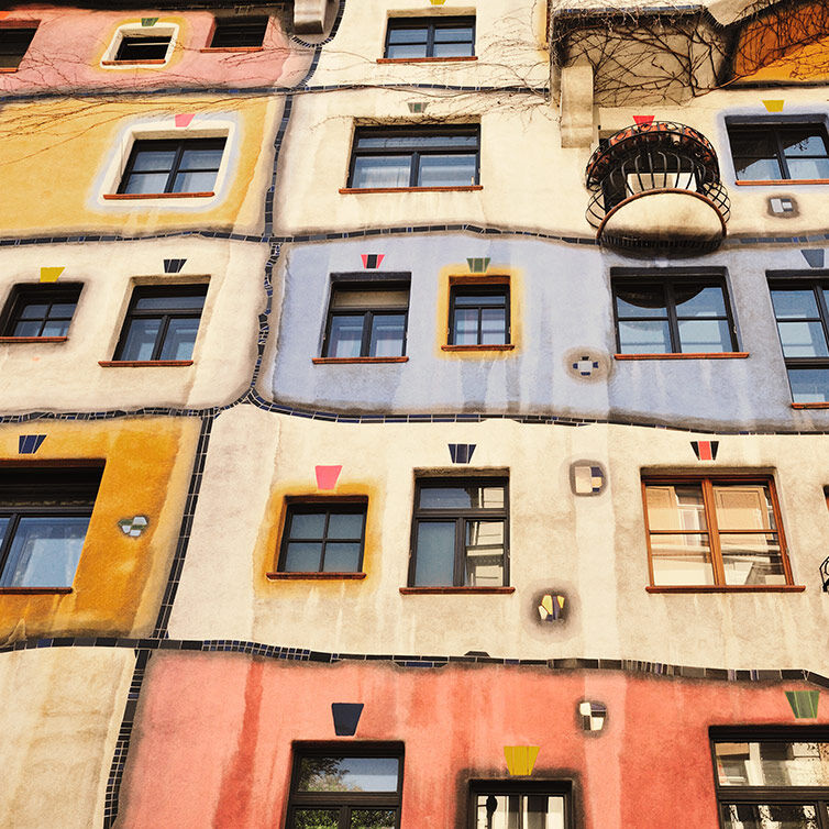 The Hundertwasser House (Hundertwasserhaus) in Vienna, Austria