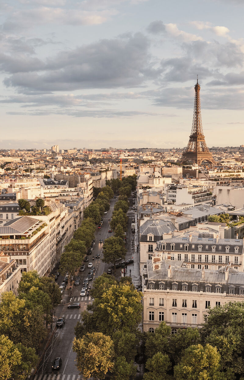 View of Paris' skyline with the eiffel tower in the middle