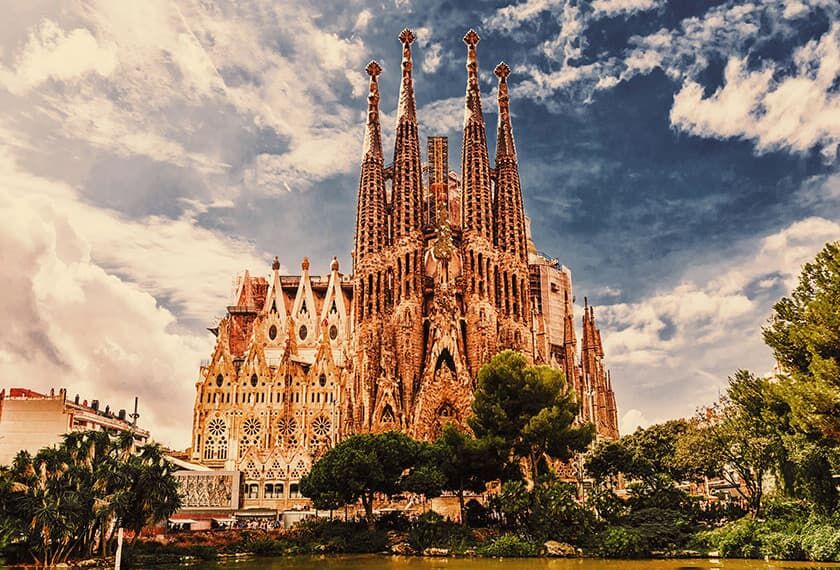 View of the Cathedral Sagrada Familia in Barcelona, Spain