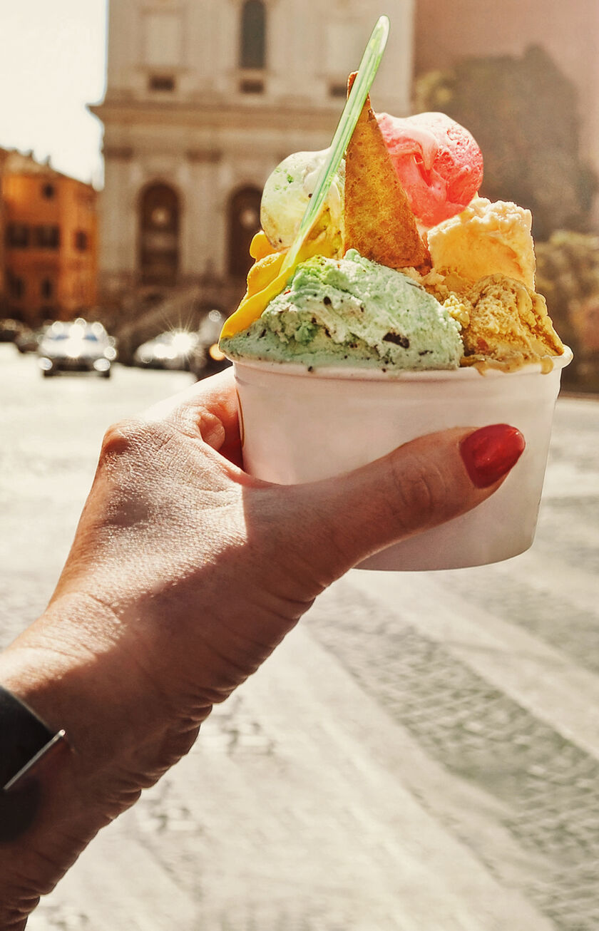 People showing ice creams in Rome