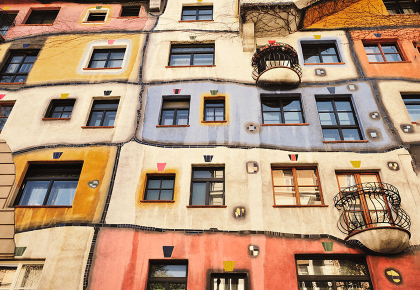 Flights to Vienna View of the Hundertwasser House in Vienna