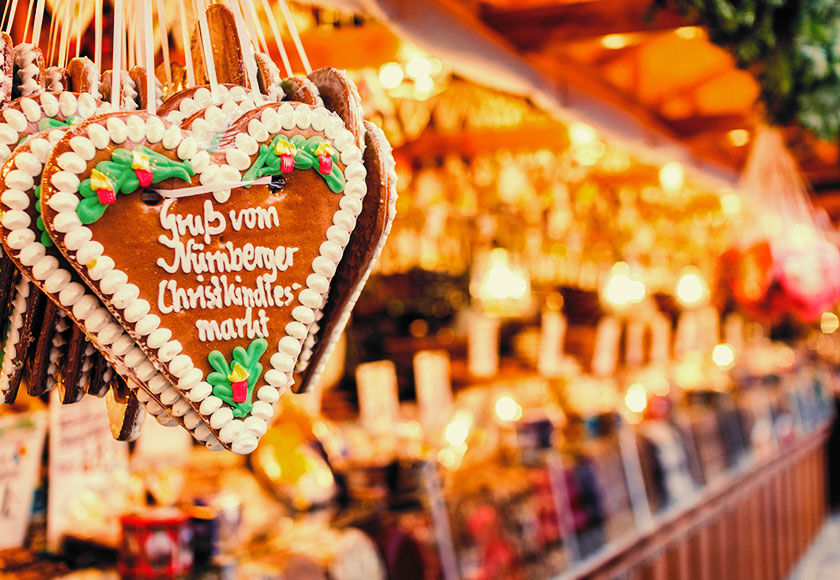 Christmas Markets in Nuremberg View of a heart-shaped Christmas cookie with the text