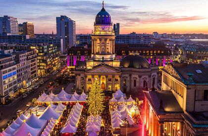 The Christmas Market in Berlin in full bright at night