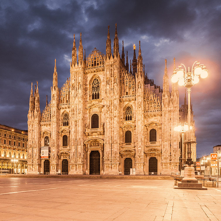 Duomi di Milano, dedicated to St Mary of the Nativity (Sana Maria Nascente), the Duomo di Milan, or Milan cathedral, is the cathedral church of the city. Built in Gothic style, it took nearly six centuries to complete and is the fifth largest church in the World and the largest in Italy