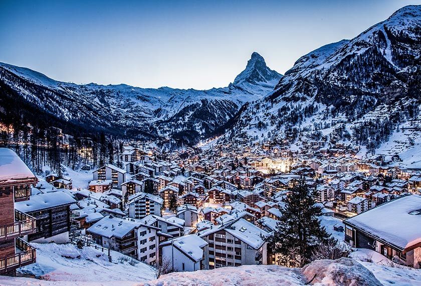 Zermatt Unplugged Festival Beautiful night view of the Matterhorn peak from Zermatt, Switzerland