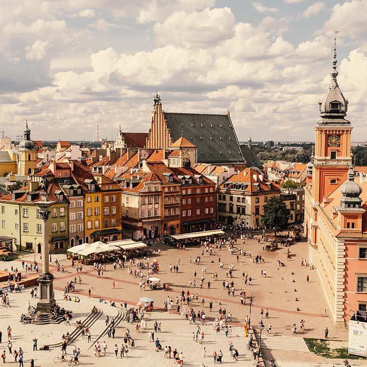 View of the old town in Warsaw, Poland