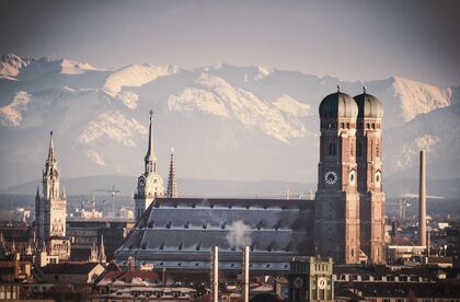 Munich, Church of Our Lady with Alpine panorama