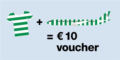 Graphic: striped airplane and shirt = 10€ voucher