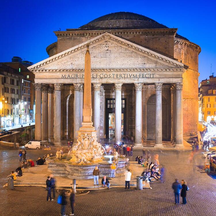 View of the Pantheon in Rome at evening