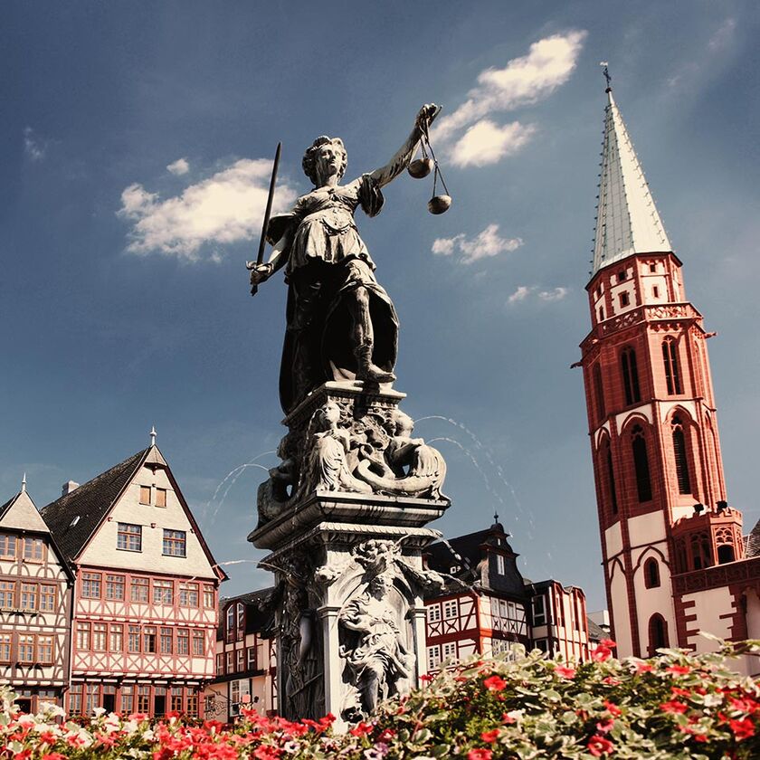 View of the statue in the Römer in Frankfurt