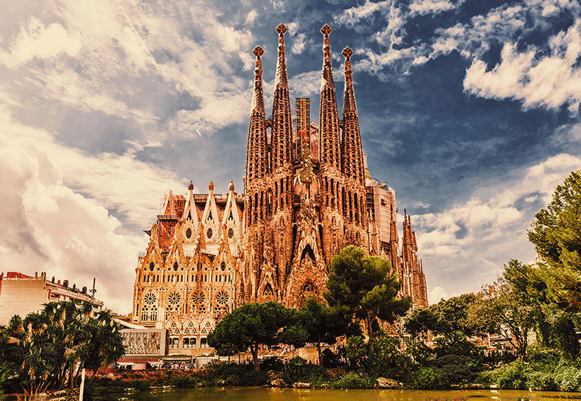 View of the Sagrada Familia Cathedral in Barcelona