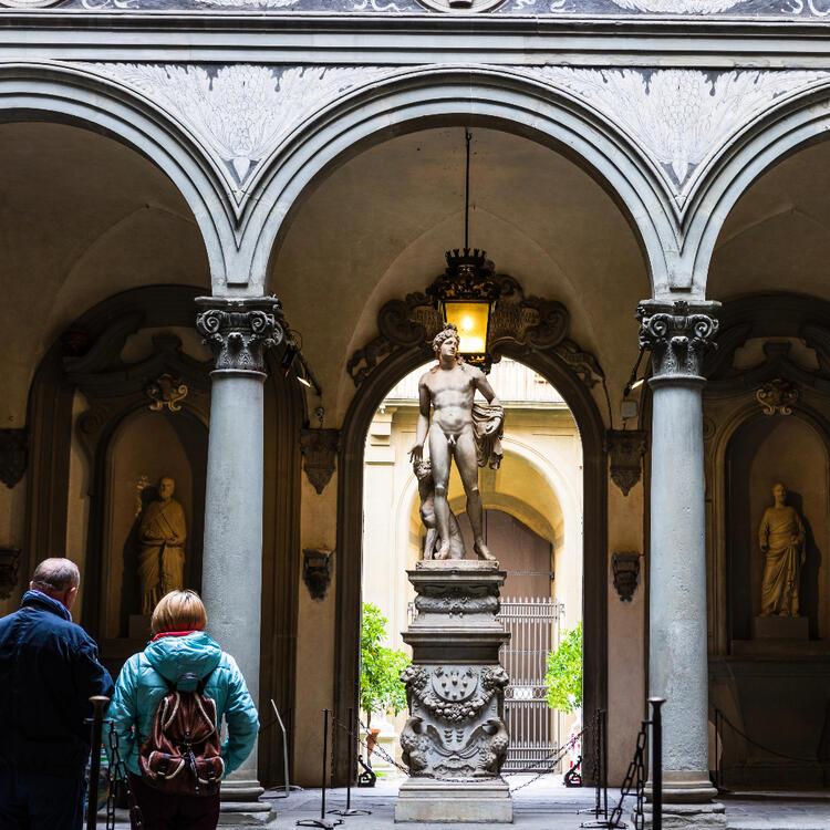 Inner courtyard in Palazzo Medici Riccardi- Florence, Italy
