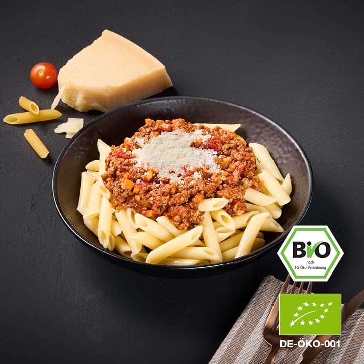 Pasta with an aromatic beef bolognese sauce