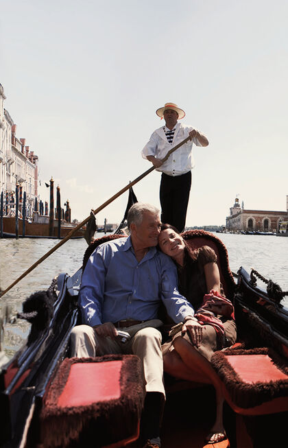 Couple in a gondola in Venice, Italy