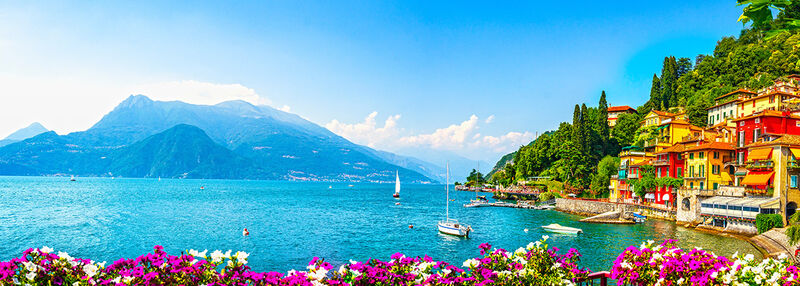Breathtaking views of Lake Como and the coastal town of Varienna