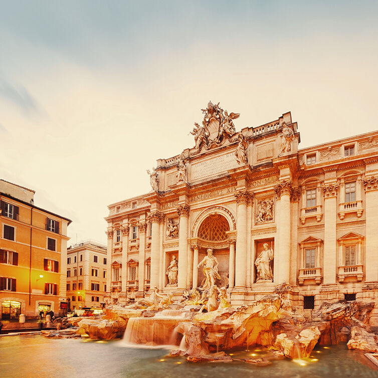 View of the Trevi Fountain in Rome