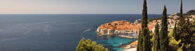 View of the city of Dubrovnik with the sea on the horizon